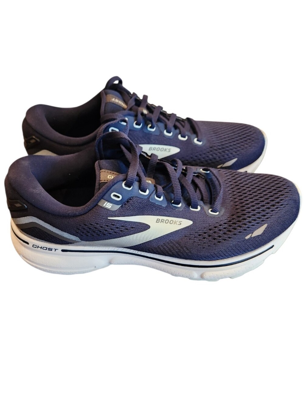 Brooks Ghost 15 Navy Blue/White Women's Running Shoe Size 8.5 Wide (D) Light
